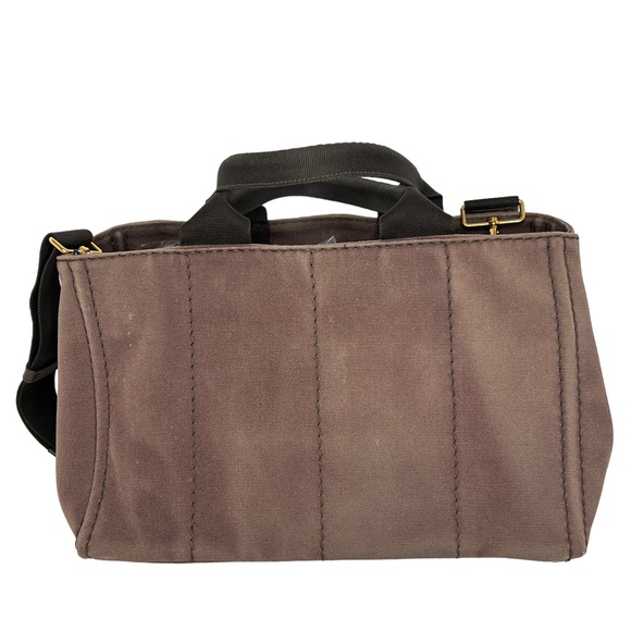 PRADA Canapa Brown Canvas Fabric Removable Crossbody Strap Tote Authentic Japan - Picture 2 of 16